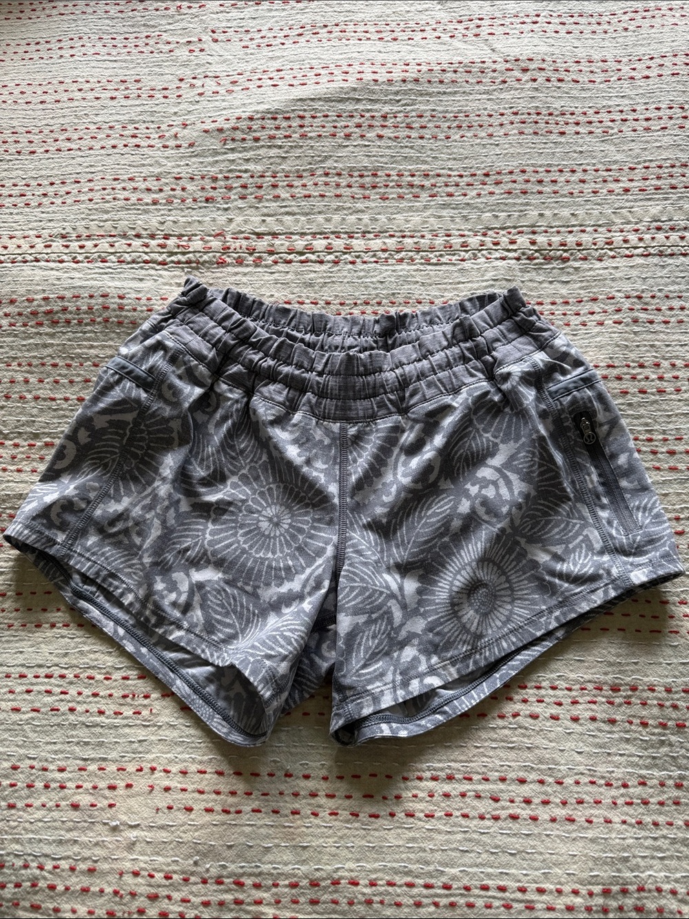 lululemon athletica Gray Floral Print Athletic Shorts